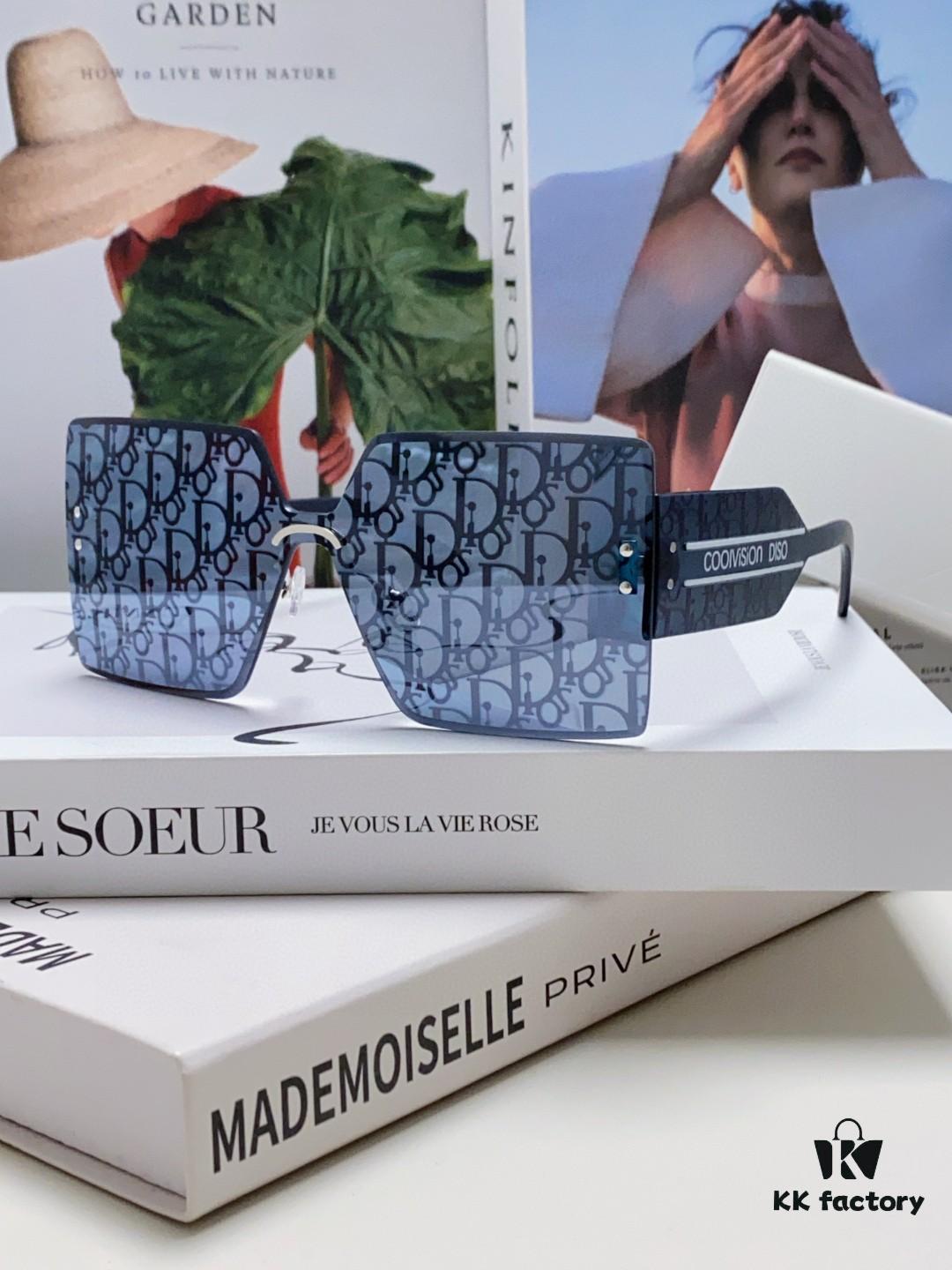 Dior 2025 New Arrival Mirror Lens Letter-Embossed Frameless Cut-Out Fashion Sunglasses for Women, Stylish Oversized Unisex Shades, Slimming European-American Design