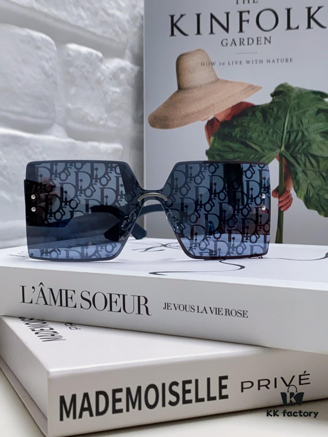 Dior 2025 New Arrival Mirror Lens Letter-Embossed Frameless Cut-Out Fashion Sunglasses for Women, Stylish Oversized Unisex Shades, Slimming European-American Design