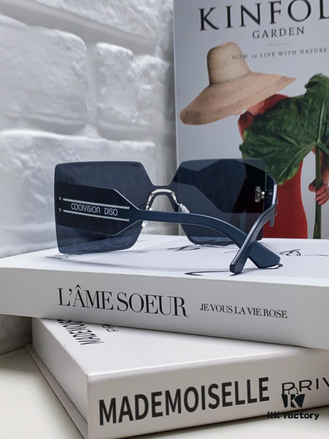 Dior 2025 New Arrival Mirror Lens Letter-Embossed Frameless Cut-Out Fashion Sunglasses for Women, Stylish Oversized Unisex Shades, Slimming European-American Design