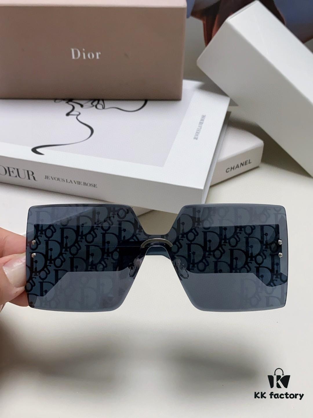 Dior 2025 New Arrival Mirror Lens Letter-Embossed Frameless Cut-Out Fashion Sunglasses for Women, Stylish Oversized Unisex Shades, Slimming European-American Design