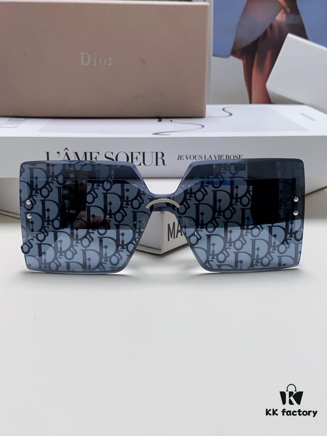 Dior 2025 New Arrival Mirror Lens Letter-Embossed Frameless Cut-Out Fashion Sunglasses for Women, Stylish Oversized Unisex Shades, Slimming European-American Design