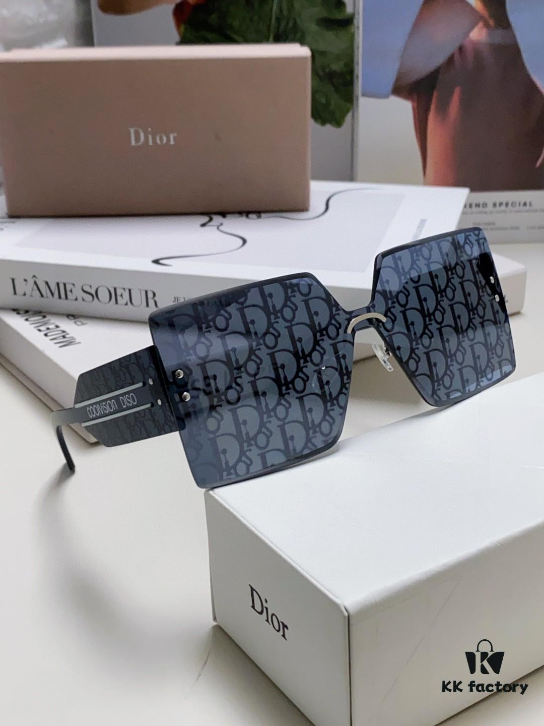 Dior 2025 New Arrival Mirror Lens Letter-Embossed Frameless Cut-Out Fashion Sunglasses for Women, Stylish Oversized Unisex Shades, Slimming European-American Design