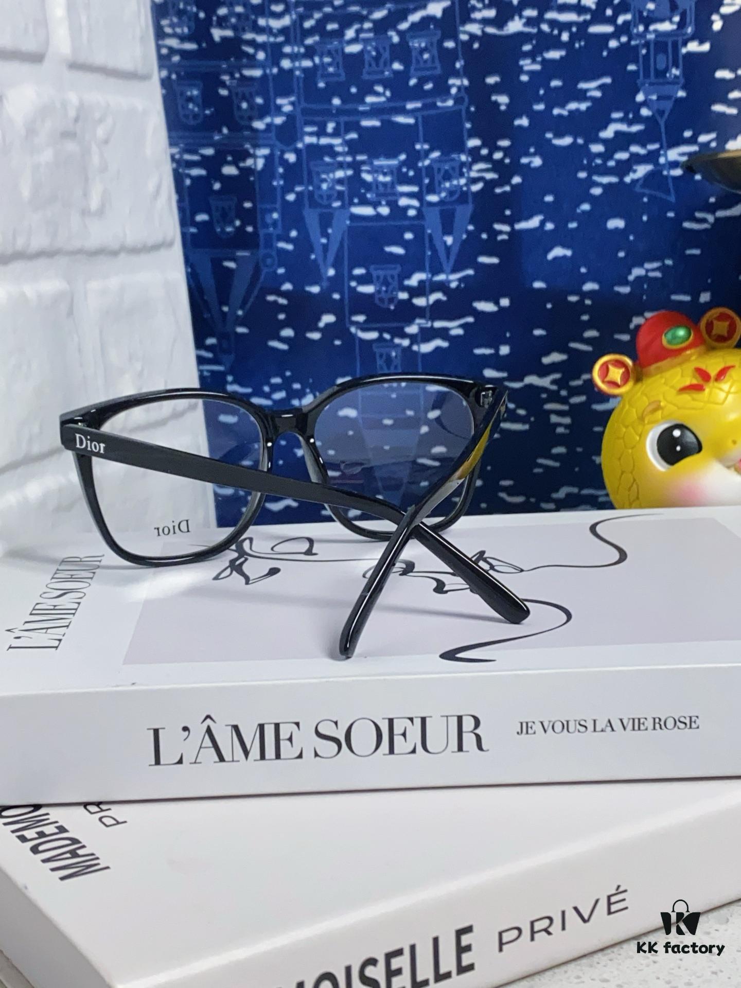 Dior 2025 New Arrival Minimalist Black Frame Women's Glasses, D-Shaped Grey Blue-Light Blocking Optical Glasses, Unisex Photochromic Myopia Eyewear, Sunglasses for Men and Women