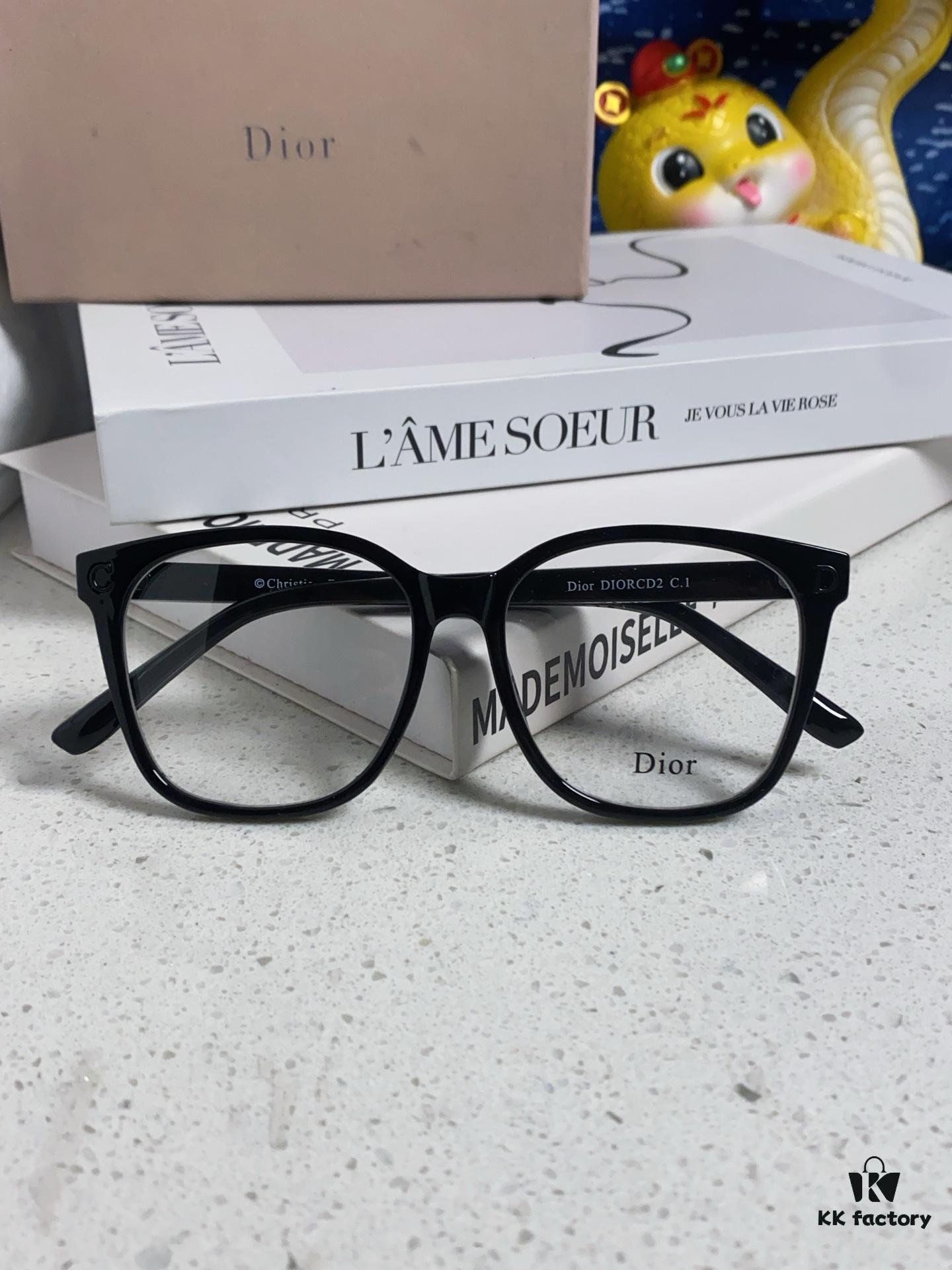 Dior 2025 New Arrival Minimalist Black Frame Glasses for Women, D-Shaped Grey Blue-Light Blocking Optical Glasses, Unisex Photochromic Myopia Eyewear, Suitable as Sunglasses or Everyday Style