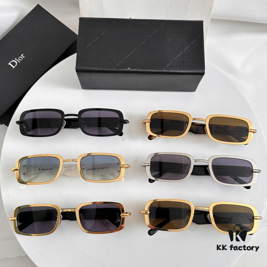 DIO* Gold-Tone Metal Dior Logo Sunglasses MODEL: DIOR R6U SIZE: 48-22-140