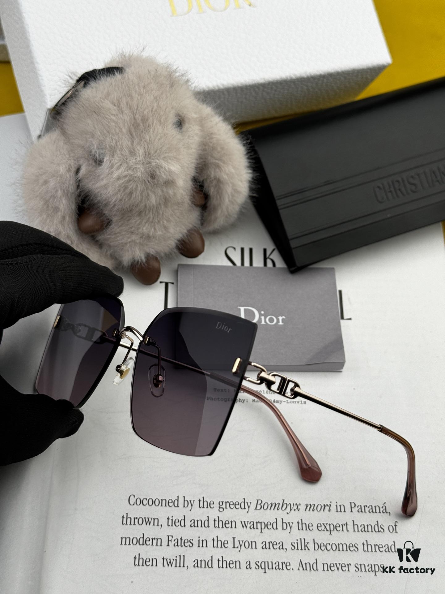 DIOR Nylon Polarized Unisex Sunglasses, Frameless Polygonal Design, UV-Protective Nylon Polarized Lenses, Suitable for All Face Shapes, Stylish with Coats or Dresses, Model: CD3641