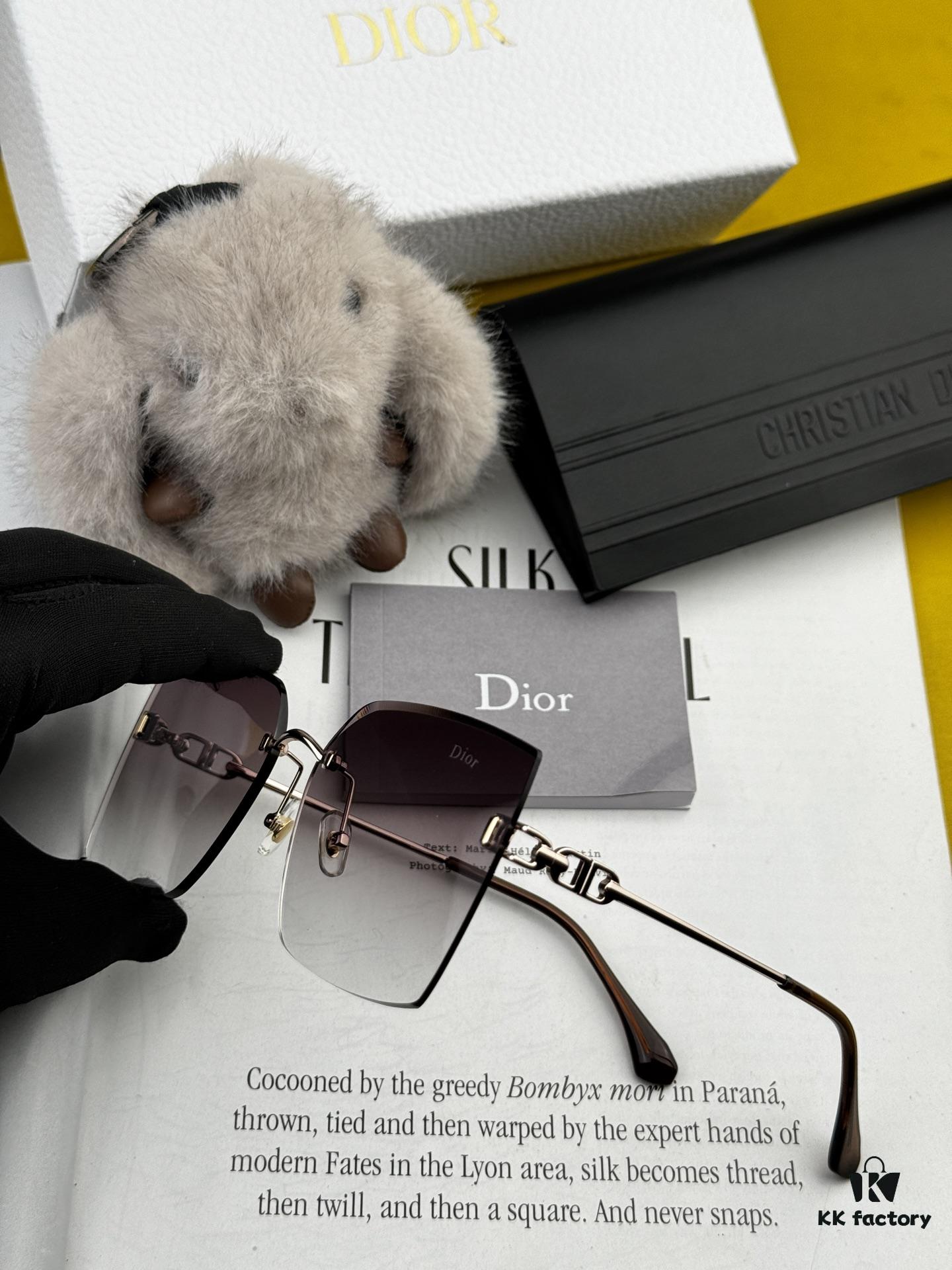 DIOR Nylon Polarized Unisex Sunglasses, Frameless Polygonal Design, UV-Protective Nylon Polarized Lenses, Suitable for All Face Shapes, Stylish with Coats or Dresses, Model: CD3641