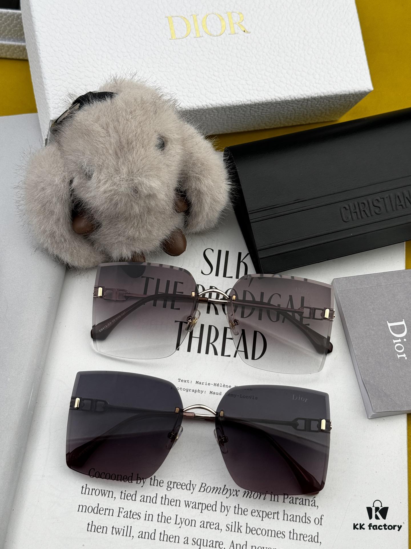 DIOR Nylon Polarized Unisex Sunglasses, Frameless Polygonal Design, UV-Protective Nylon Polarized Lenses, Suitable for All Face Shapes, Stylish with Coats or Dresses, Model: CD3641