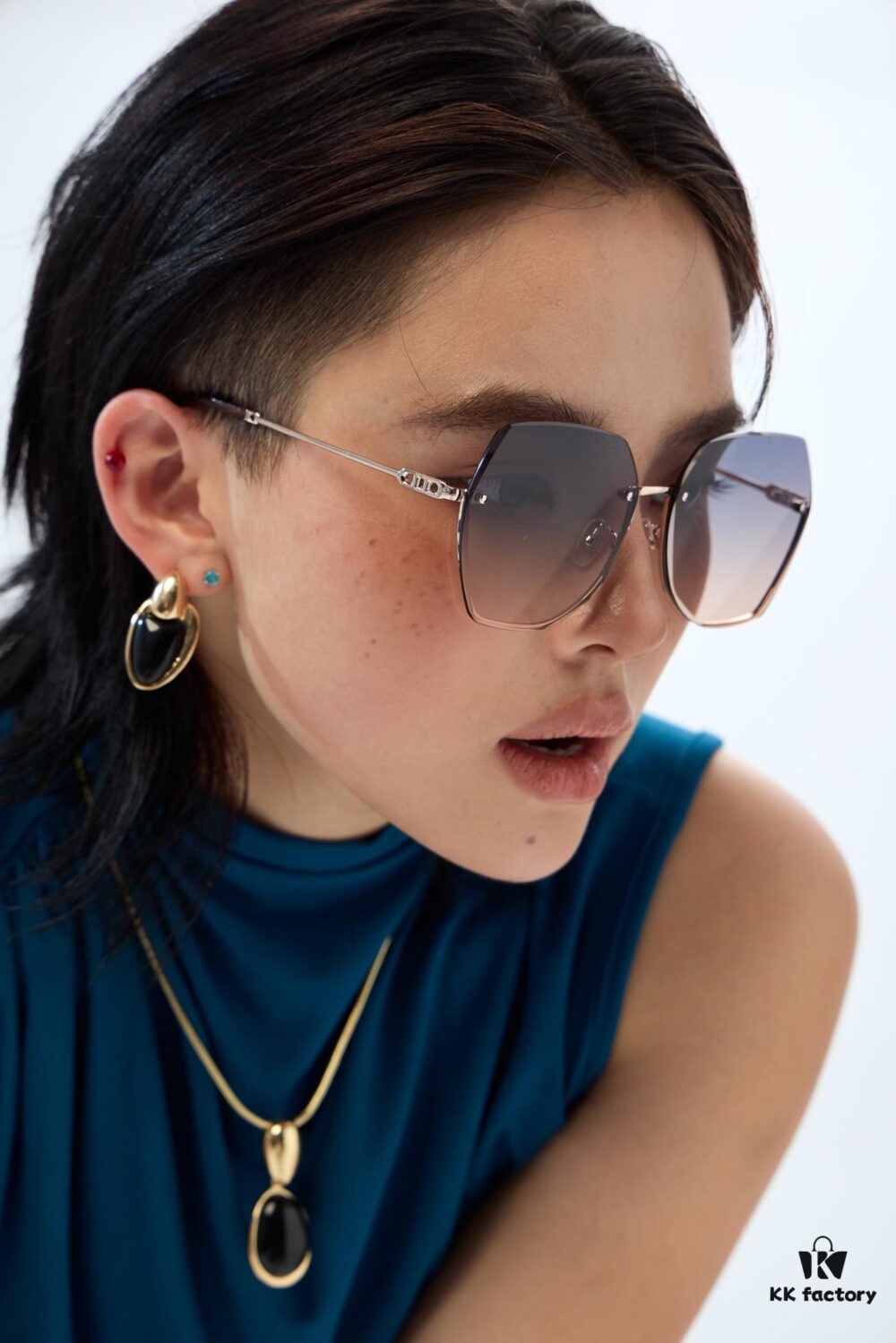 Nylon Polarized Series DIOR Frameless Sunglasses with Polygonal Design, Universal Fit for All Face Shapes, Stylish with Coats or Dresses, Nylon Polarized Lenses for UV Protection