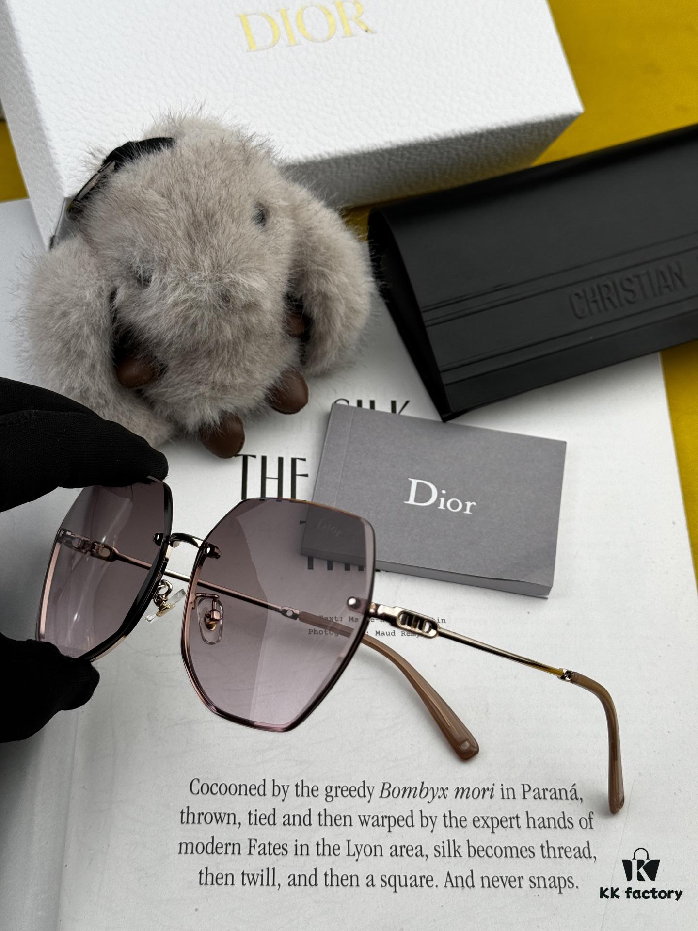 Nylon Polarized Series DIOR Frameless Sunglasses with Polygonal Design, Universal Fit for All Face Shapes, Stylish with Coats or Dresses, Nylon Polarized Lenses for UV Protection