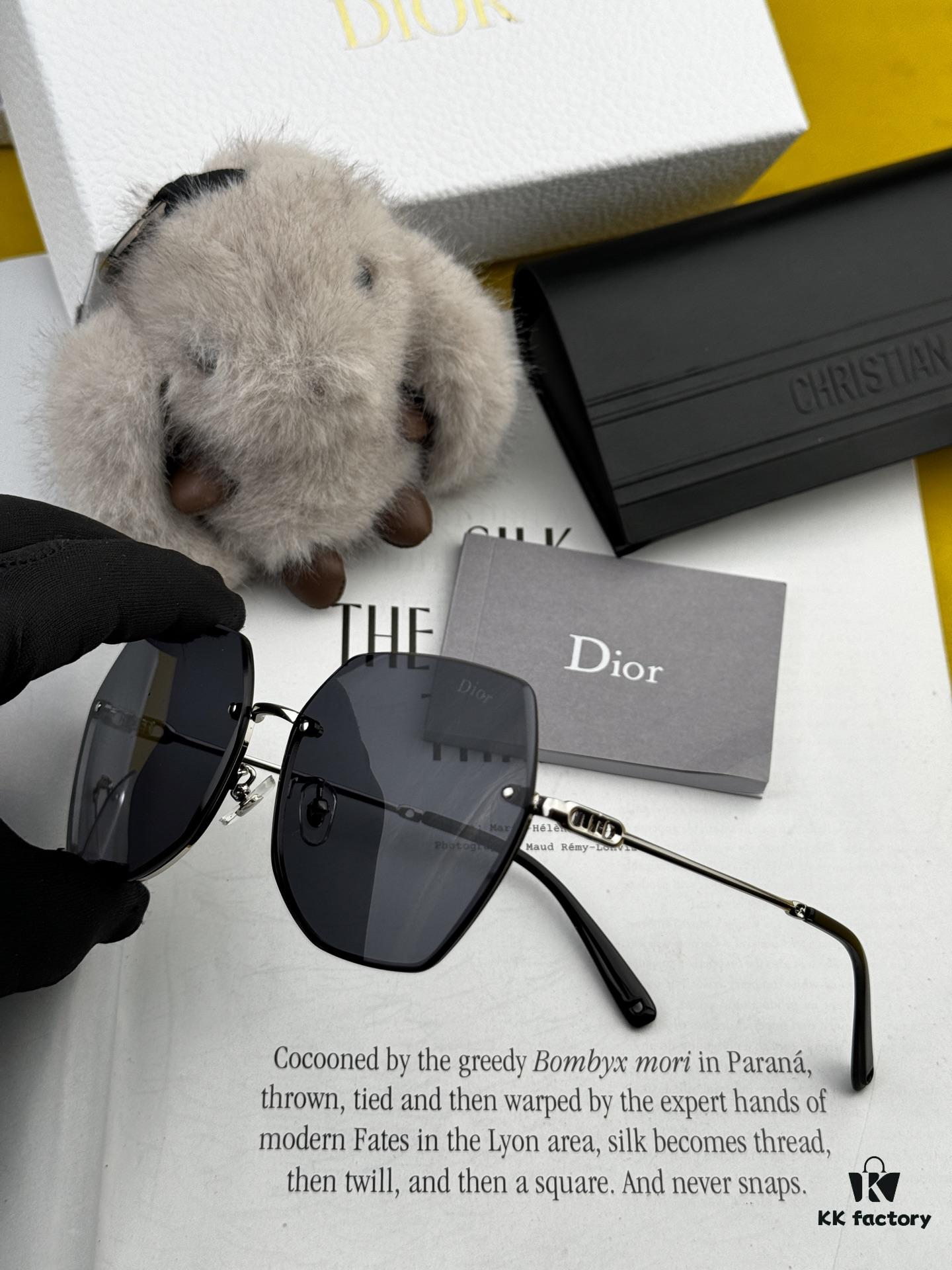 Nylon Polarized Series DIOR Frameless Sunglasses with Polygonal Design, Universal Fit for All Face Shapes, Stylish with Coats or Dresses, Nylon Polarized Lenses for UV Protection