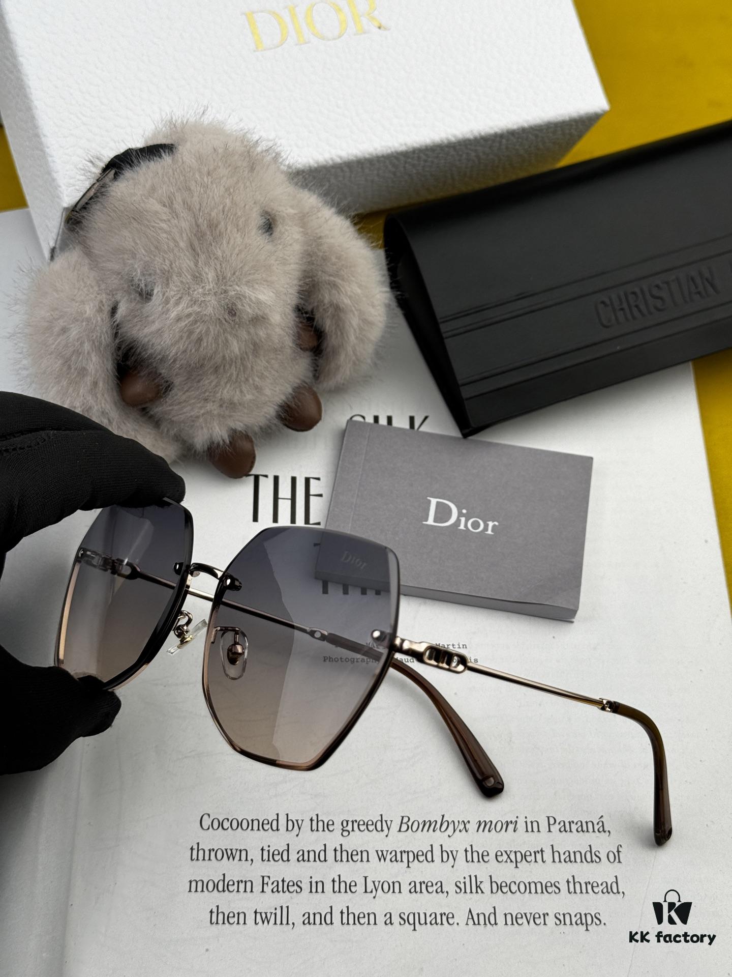 Nylon Polarized Series DIOR Frameless Sunglasses with Polygonal Design, Universal Fit for All Face Shapes, Stylish with Coats or Dresses, Nylon Polarized Lenses for UV Protection