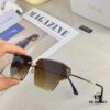 Dior Letter Curve Metal Frame Sunglasses Unisex Fashion Oversized Rimless Edge-Cut Sun Glasses for Large Faces