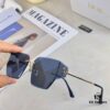 Dior Letter Curve Metal Frame Sunglasses Unisex Fashion Oversized Rimless Edge-Cut Sun Glasses for Large Faces