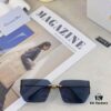 Dior Letter Curve Metal Frame Sunglasses Unisex Fashion Oversized Rimless Edge-Cut Sun Glasses for Large Faces