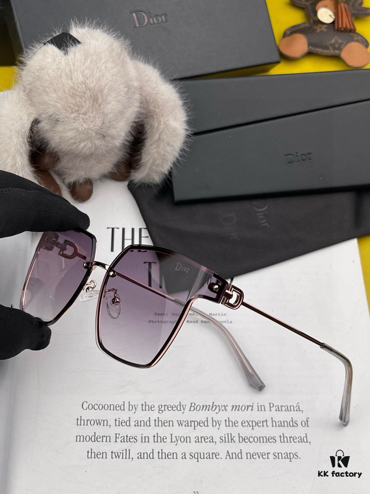 DIOR Volcano ☔️ Fashion Frameless Sunglasses Lenses, Top Luxury [Strong] High Quality [Victory][Kiss] 🍦🍨 [Proud] Exceptional Elegance 😄 🍫🍪 Women's Driving Sunglasses [Love] Model: CD05811 Eyewear Sunglasses