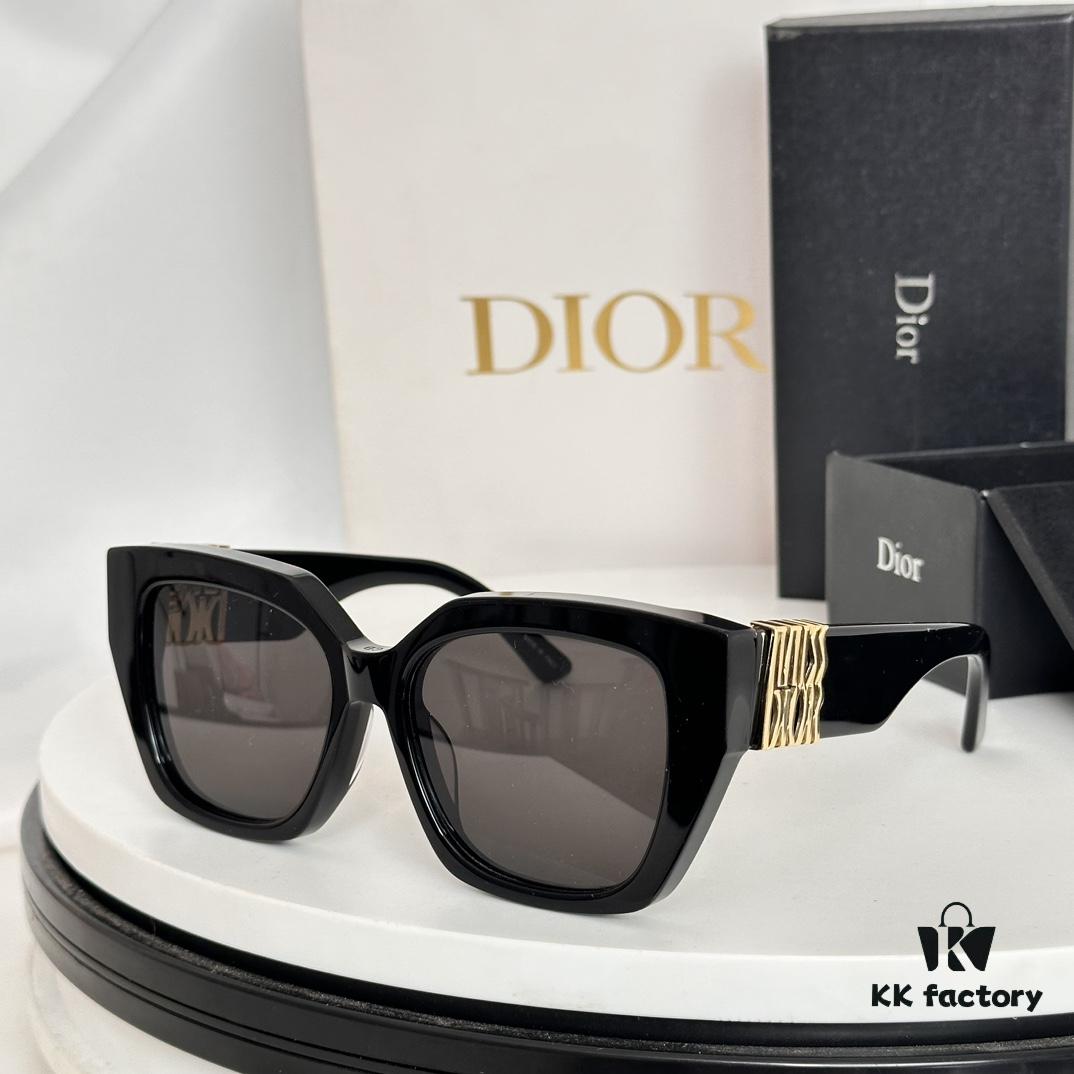 DIO* Black Acetate Frame with Wide Temples, Gold-Finish Metal Miss Dior Logo