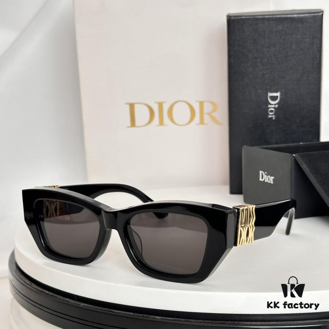 DIO* High-Quality Official New Arrival Sunglasses with Acetate Frame and Wide Temples, Featuring Gold-Finished Metal Miss Dior Logo