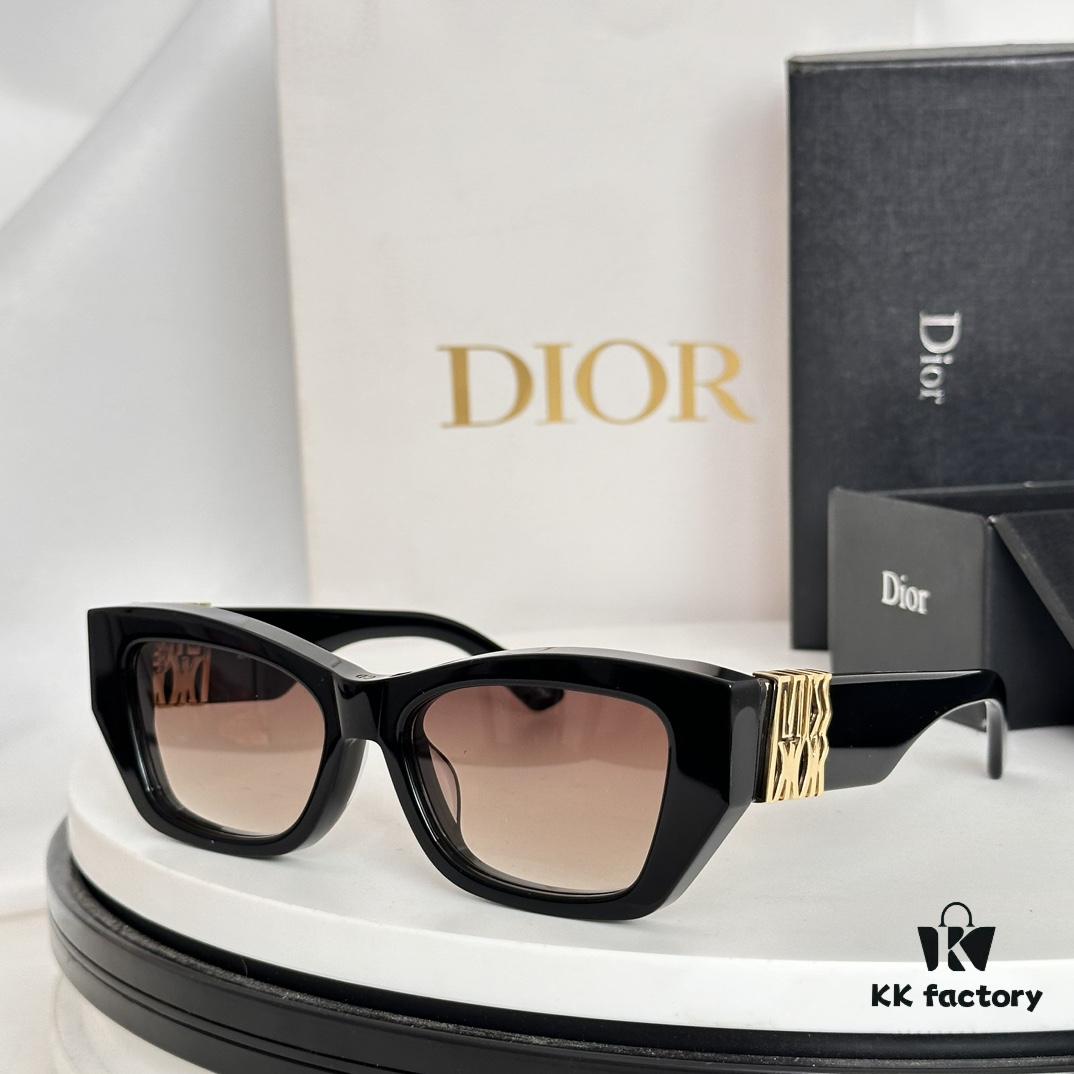 DIO* High-Quality Official New Arrival Sunglasses with Acetate Frame and Wide Temples, Featuring Gold-Finished Metal Miss Dior Logo