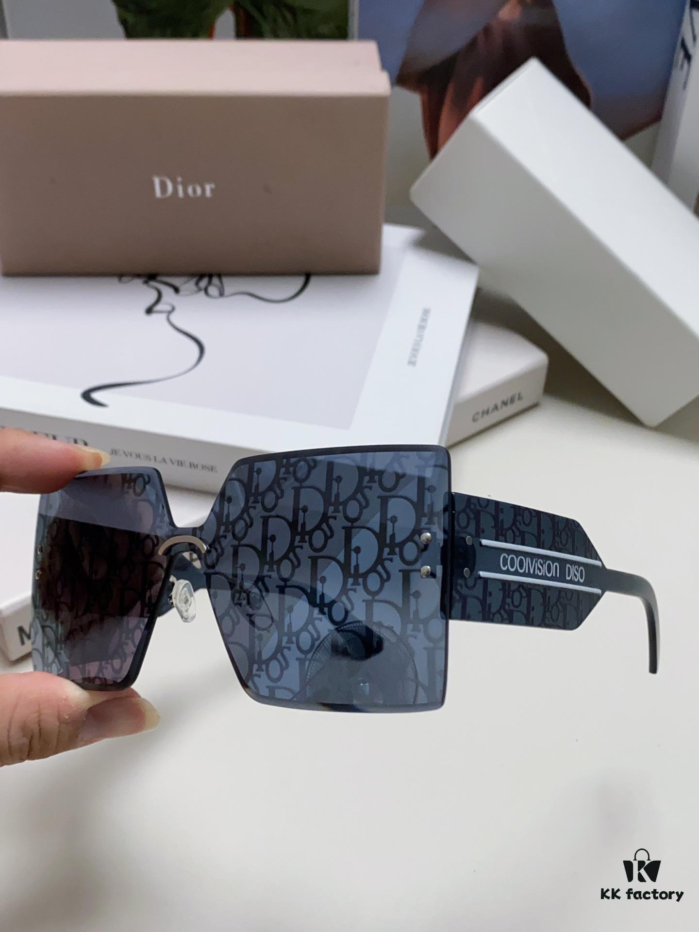 Dior 2024 New Arrival Mirror Letter Rimless Cut-Out Fashion Sunglasses for Women, Stylish Large Frame Unisex Sunglasses with Slimming Effect