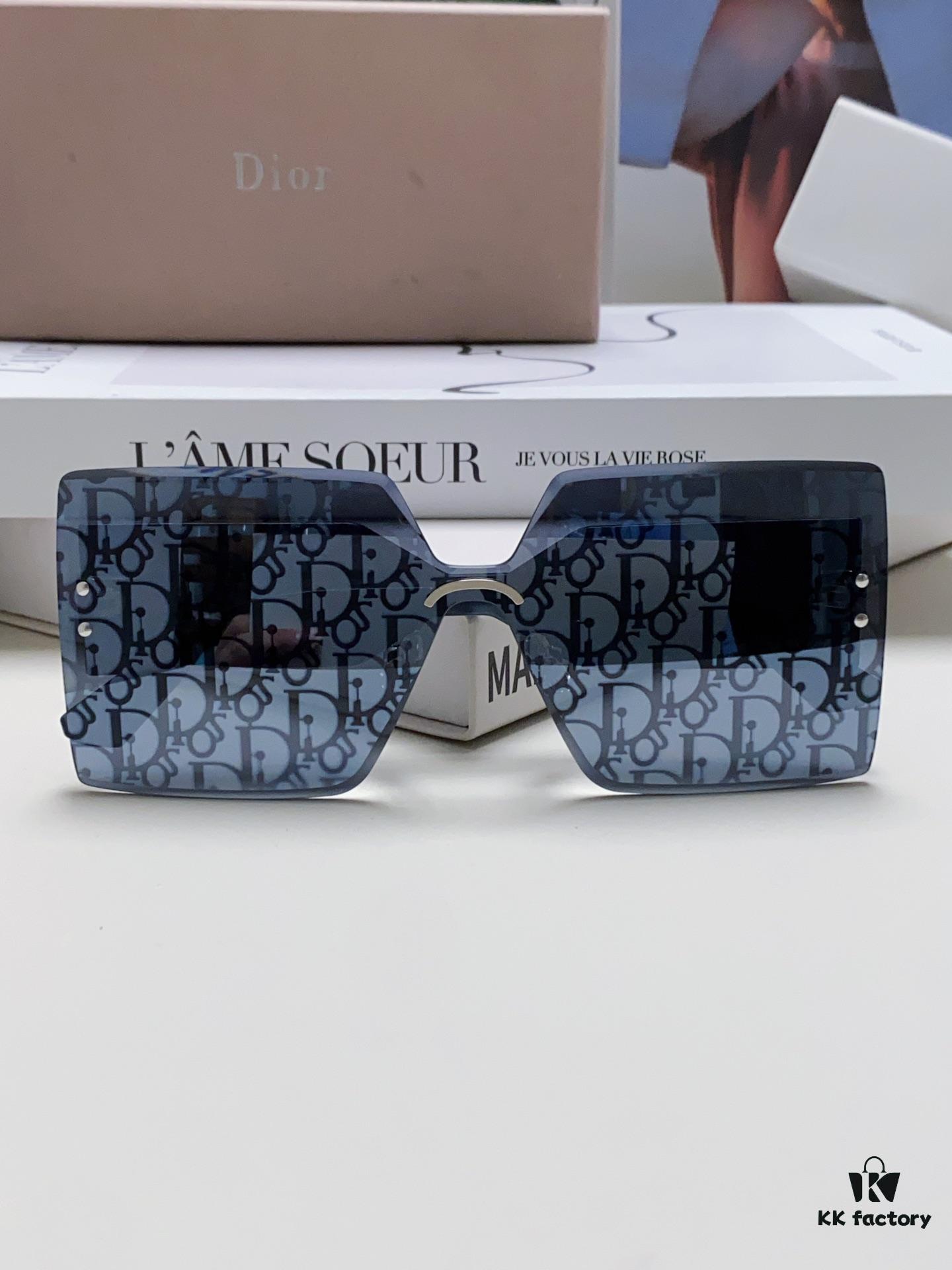 Dior 2024 New Arrival Mirror Letter Rimless Cut-Out Fashion Sunglasses for Women, Stylish Large Frame Unisex Sunglasses with Slimming Effect