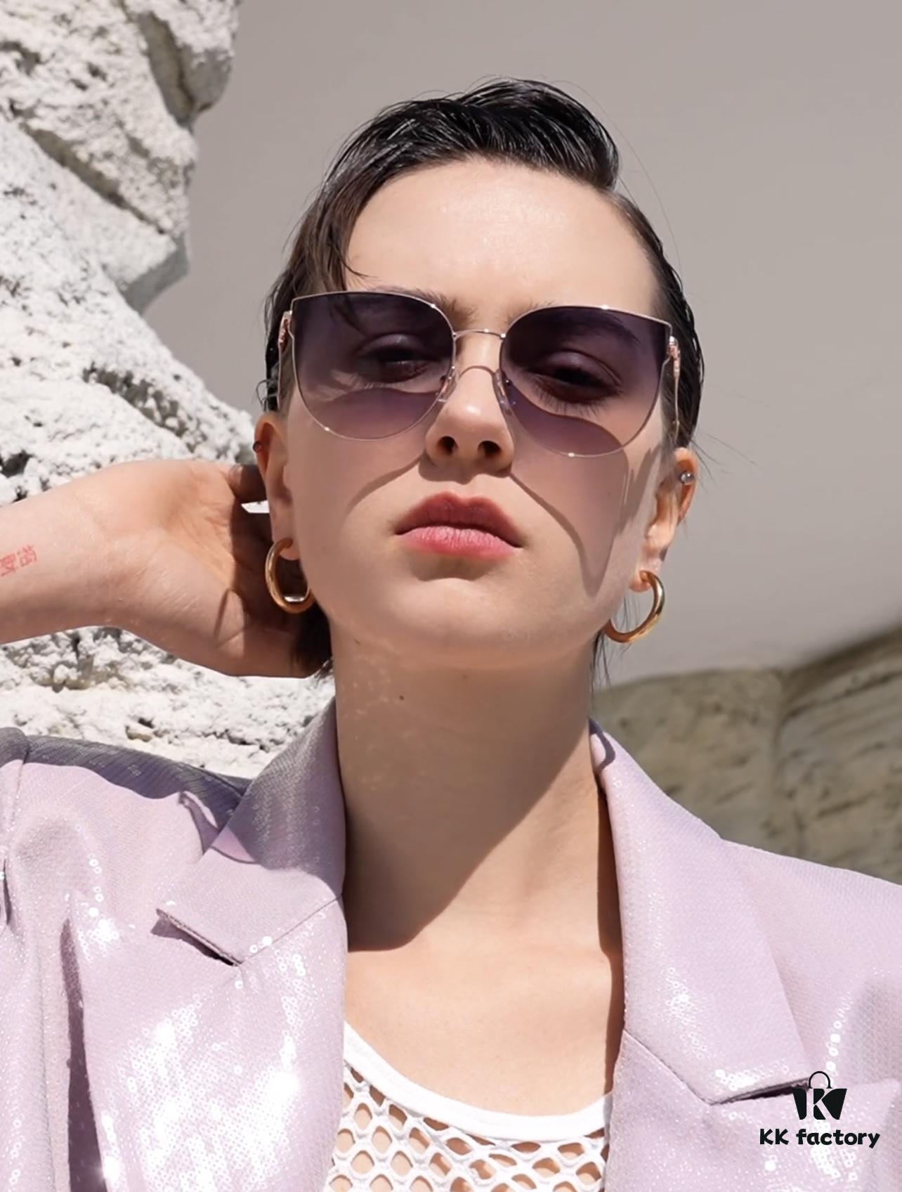 DIOR Volcano ☔️ Fashion Round Frame Sunglasses Lens Top Luxury High Quality Women's Driving Sunglasses Model: CD4311