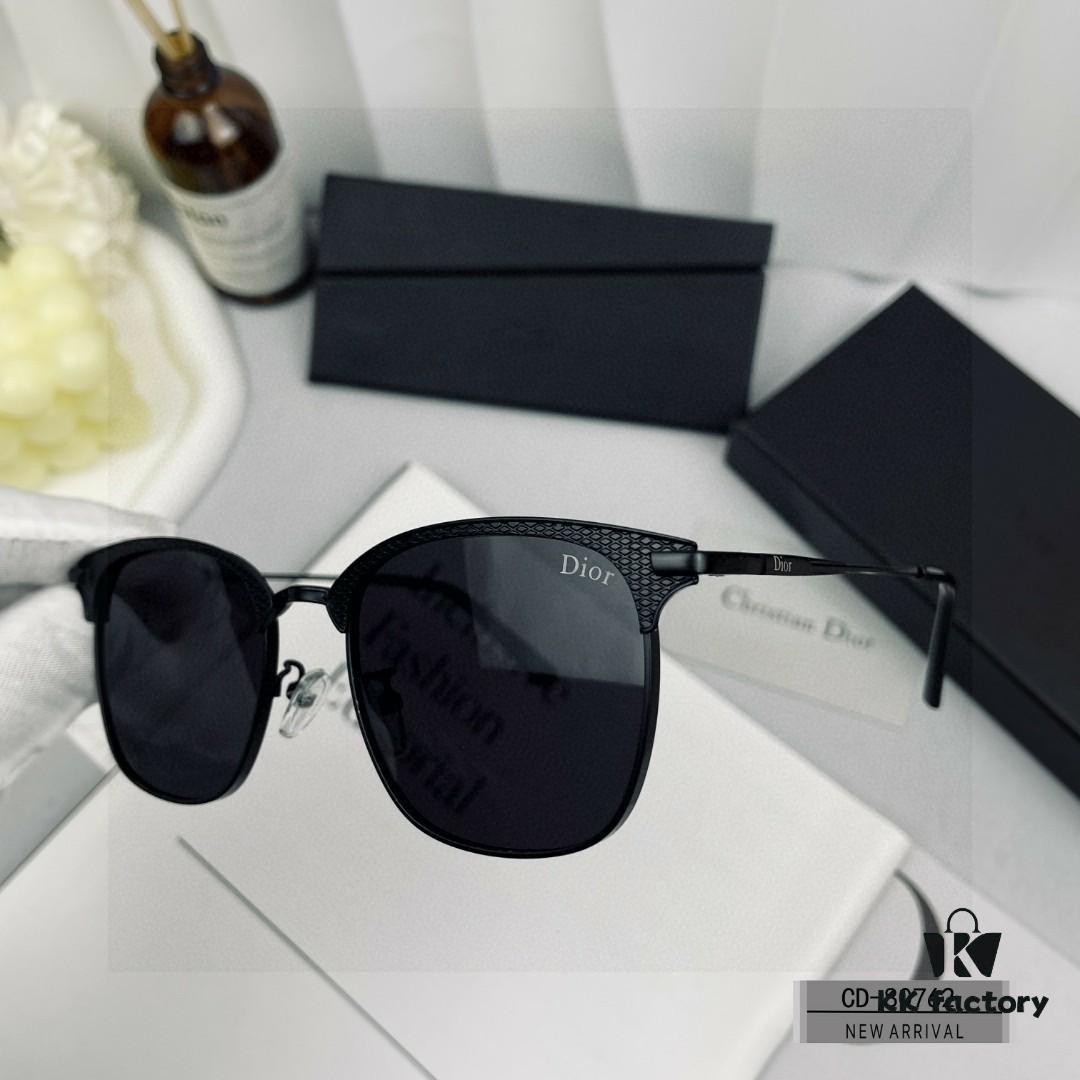 DIOR France New High-Quality Stainless Steel Polarized Sunglasses with POLAROID HD Resin Lenses - Model 80762