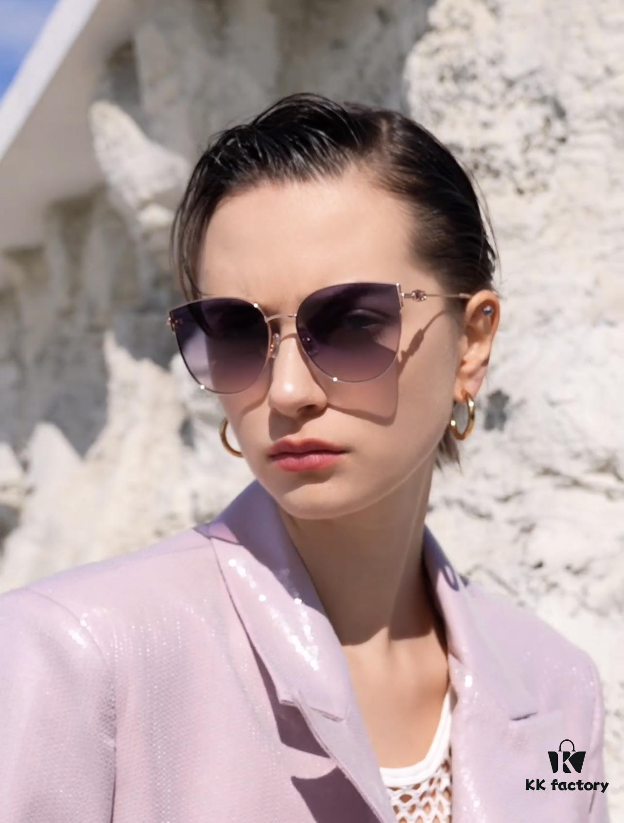 DIOR Volcano Umbrella Fashion Round Frame Sunglasses Lens Top Luxury High Quality Women's Driving Sunglasses Model: CD4311