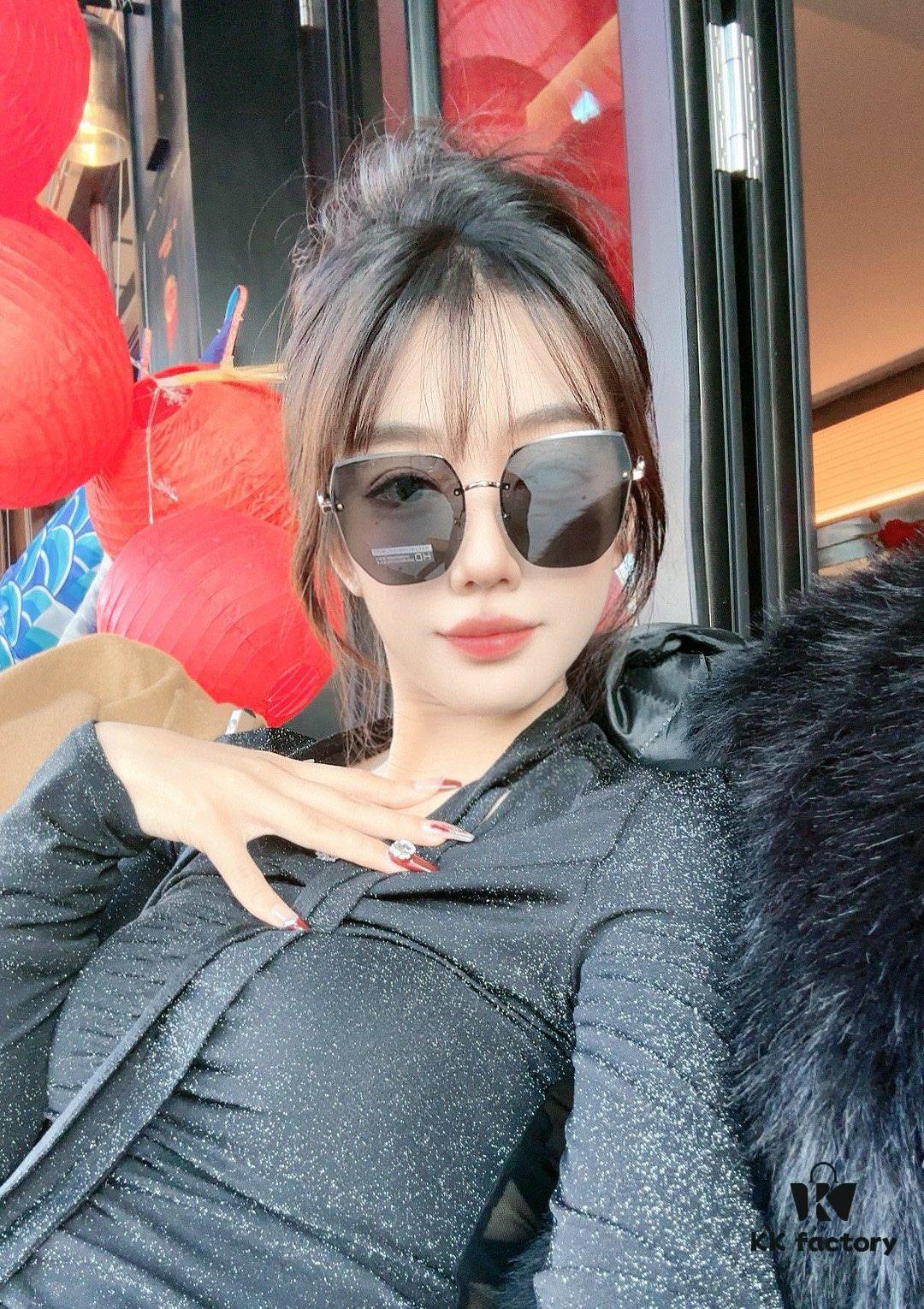 DIOR Volcano Umbrella Fashion Rimless Sunglasses Lenses, Top Luxury High-Quality Women's Driving Sunglasses, Model: CD5371