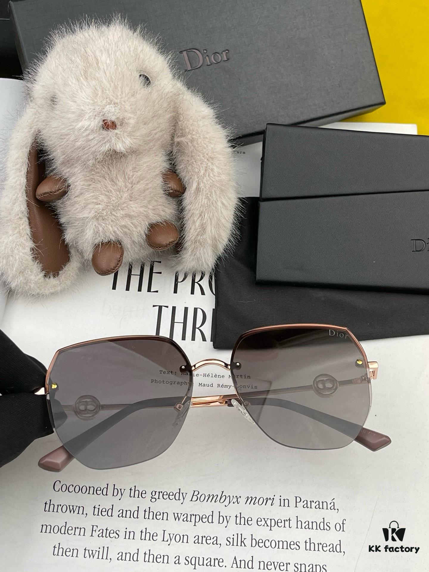 DIOR Volcano Umbrella Fashion Rimless Sunglasses Lenses, Top Luxury High-Quality Women's Driving Sunglasses, Model: CD5371