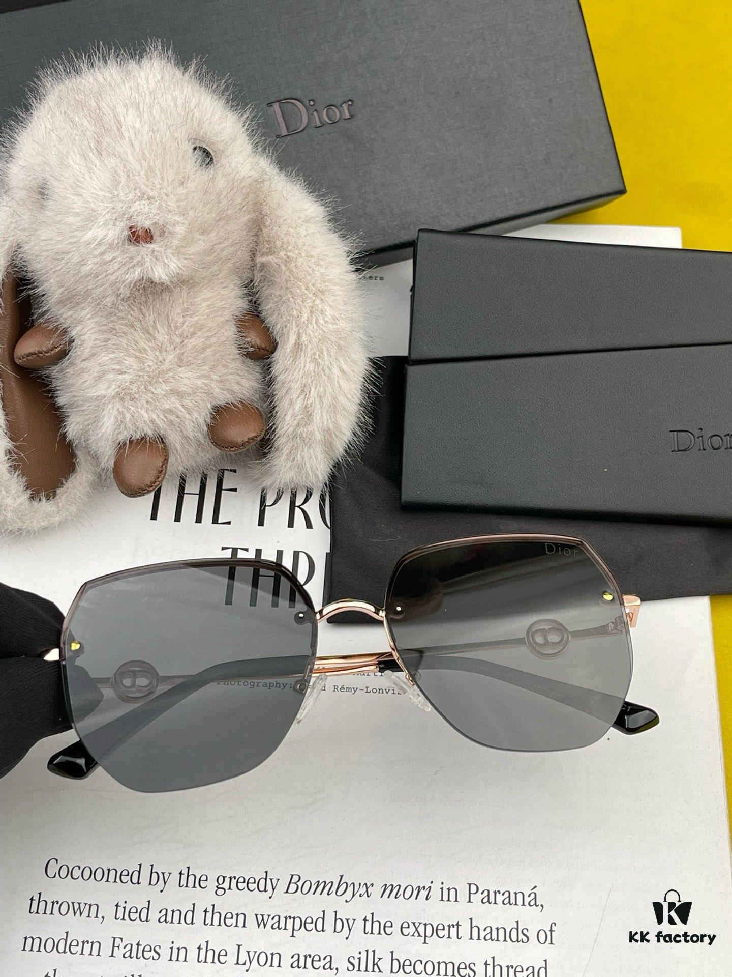 DIOR Volcano Umbrella Fashion Rimless Sunglasses Lenses, Top Luxury High-Quality Women's Driving Sunglasses, Model: CD5371