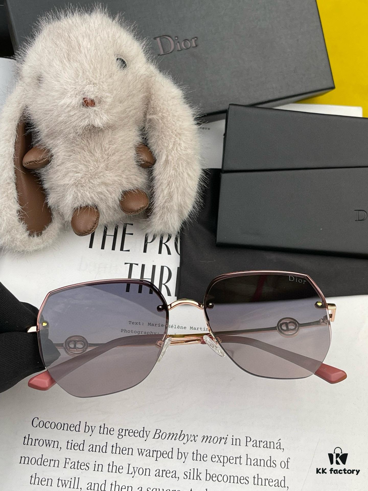 DIOR Volcano Umbrella Fashion Rimless Sunglasses Lenses, Top Luxury High-Quality Women's Driving Sunglasses, Model: CD5371