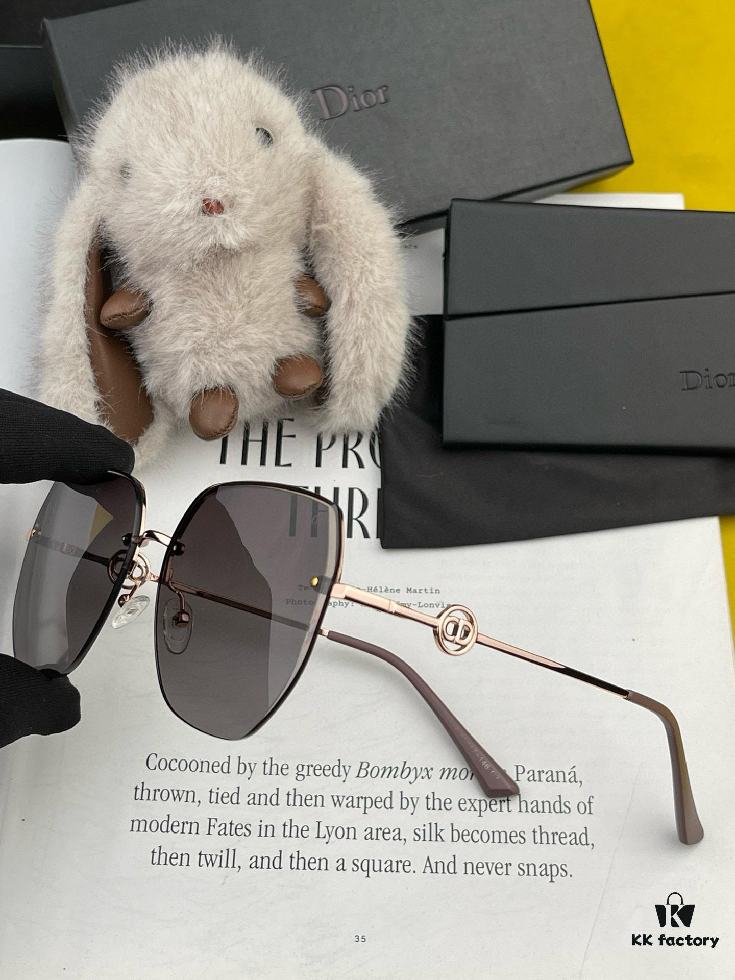 DIOR Volcano Umbrella Fashion Rimless Sunglasses Lenses, Top Luxury High-Quality Women's Driving Sunglasses, Model: CD5371