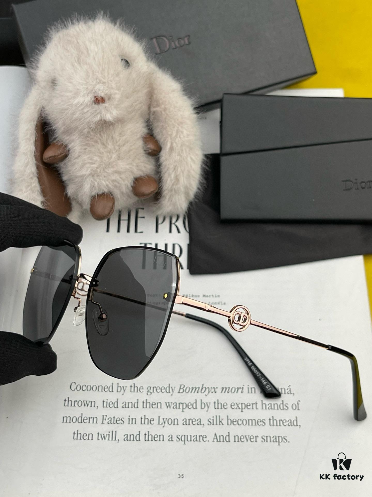 DIOR Volcano Umbrella Fashion Rimless Sunglasses Lenses, Top Luxury High-Quality Women's Driving Sunglasses, Model: CD5371