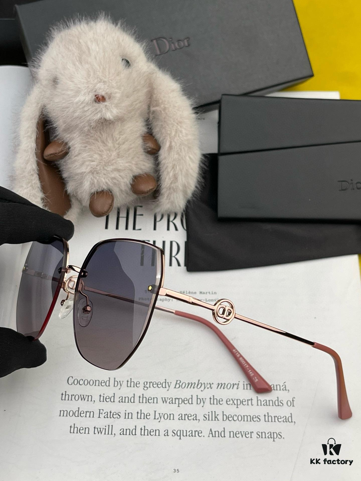 DIOR Volcano Umbrella Fashion Rimless Sunglasses Lenses, Top Luxury High-Quality Women's Driving Sunglasses, Model: CD5371