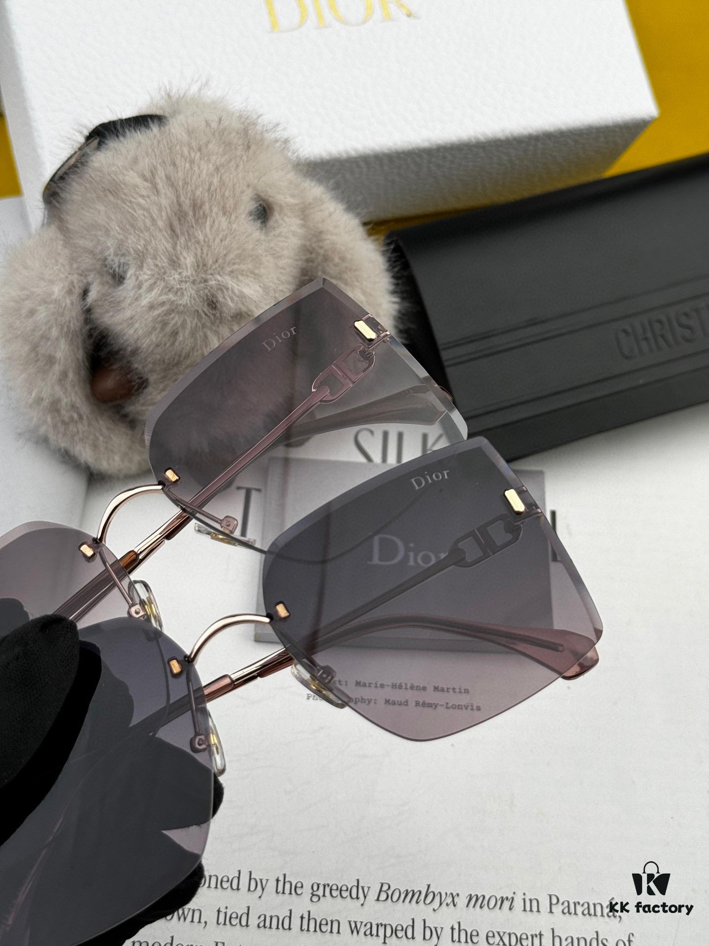 Nylon Polarized Series DIOR Frameless Sunglasses with Polygonal Design, Universal Fit for All Face Shapes, Stylish with Coats or Dresses, Polarized Nylon Lenses for UV Protection