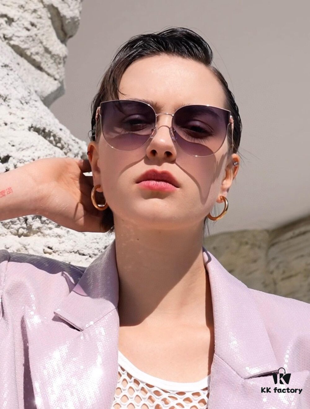 DIOR Volcano Umbrella Fashion Round Frame Sunglasses Lens Top Luxury High Quality Women's Driving Sunglasses Model: CD4311