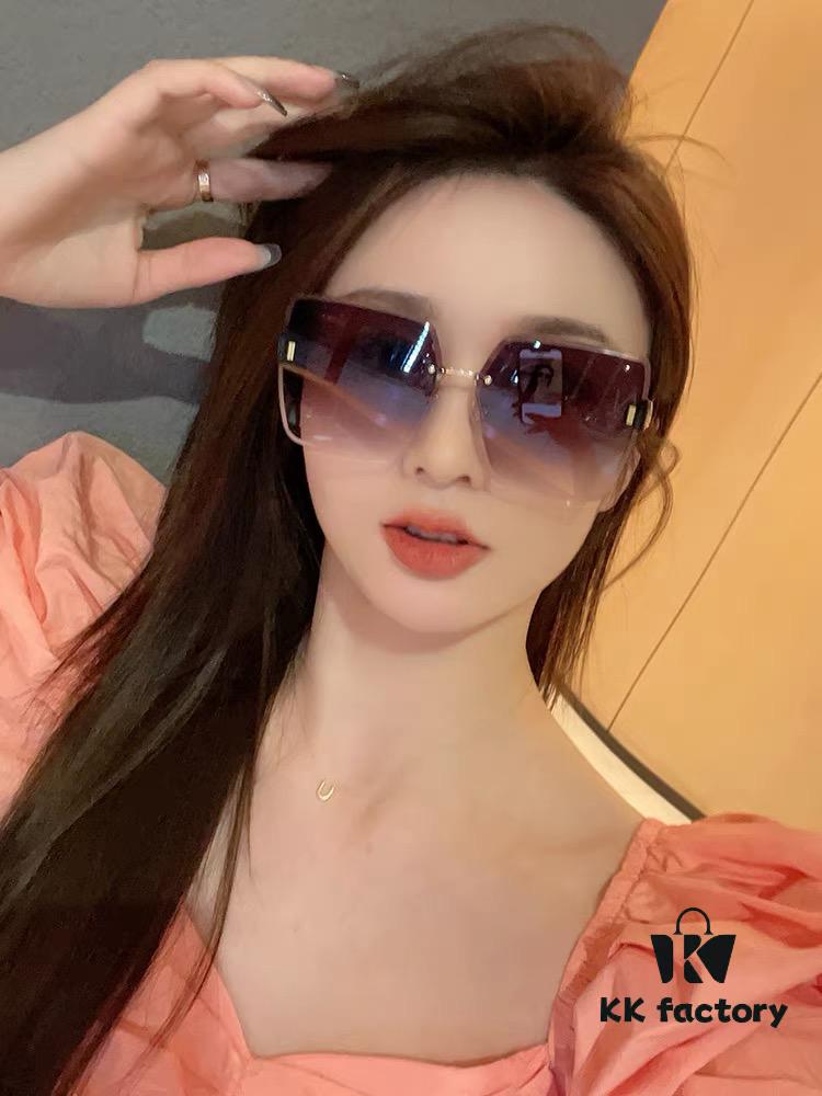 DIOR 2025 New Women's Square Sunglasses, Driving Sunglasses, New Lightweight Metal Rimless Sunglasses, Stylish and Elegant, Comfortable and Light