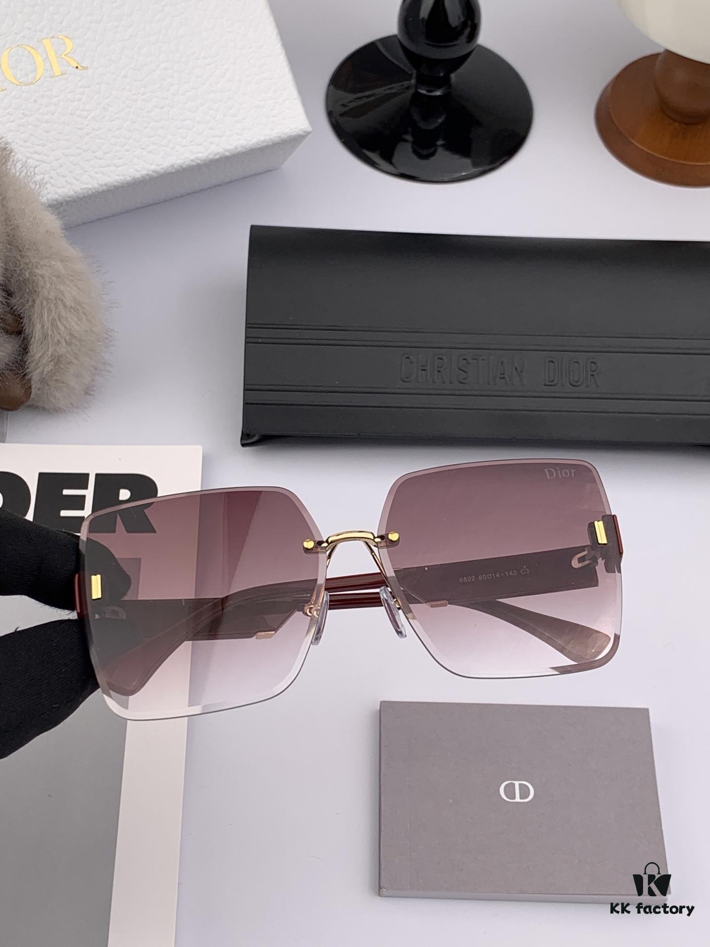 DIOR 2025 New Women's Square Sunglasses, Driving Sunglasses, New Lightweight Metal Rimless Sunglasses, Stylish and Elegant, Comfortable and Light