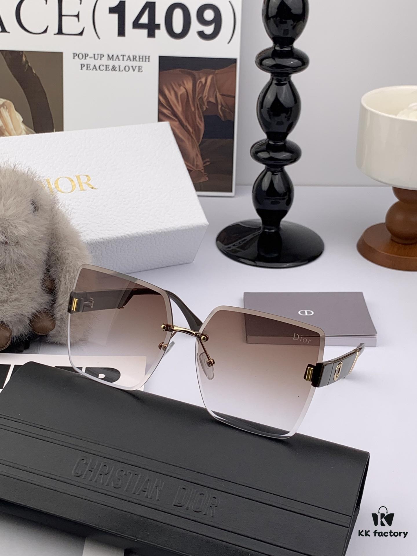 DIOR 2025 New Women's Square Sunglasses, Driving Sunglasses, New Lightweight Metal Rimless Sunglasses, Stylish and Elegant, Comfortable and Light