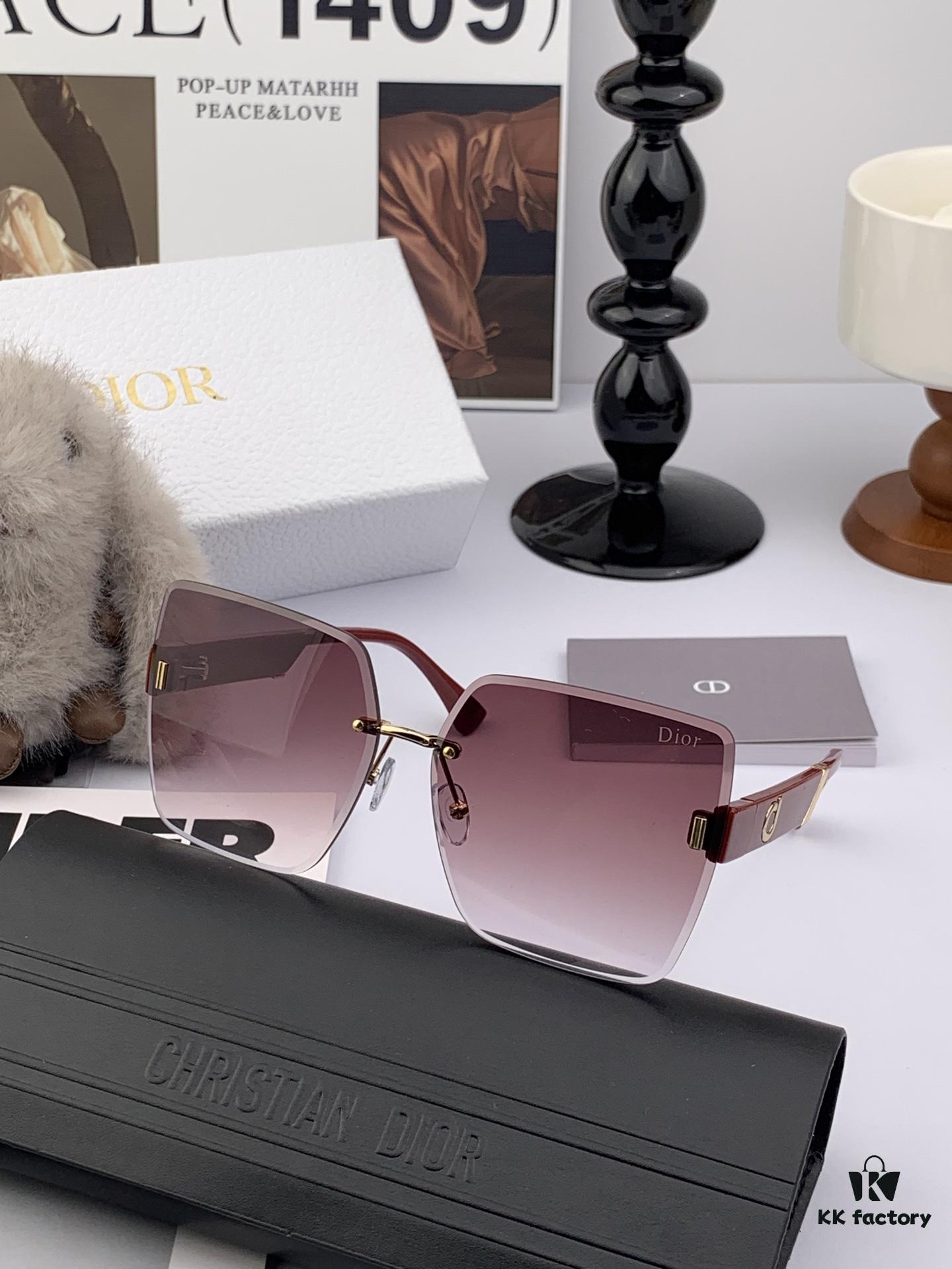 DIOR 2025 New Women's Square Sunglasses, Driving Sunglasses, New Lightweight Metal Rimless Sunglasses, Stylish and Elegant, Comfortable and Light