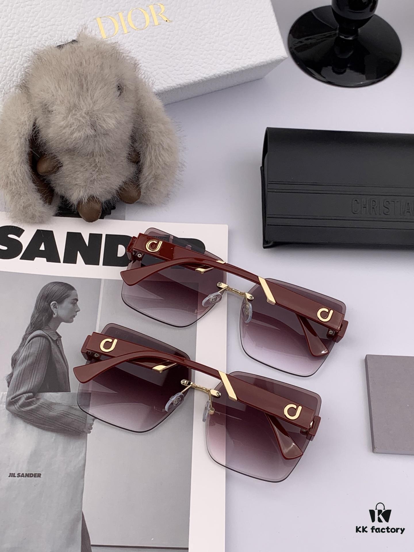 DIOR 2025 New Women's Square Sunglasses, Driving Sunglasses, New Lightweight Metal Rimless Sunglasses, Stylish and Elegant, Comfortable and Light