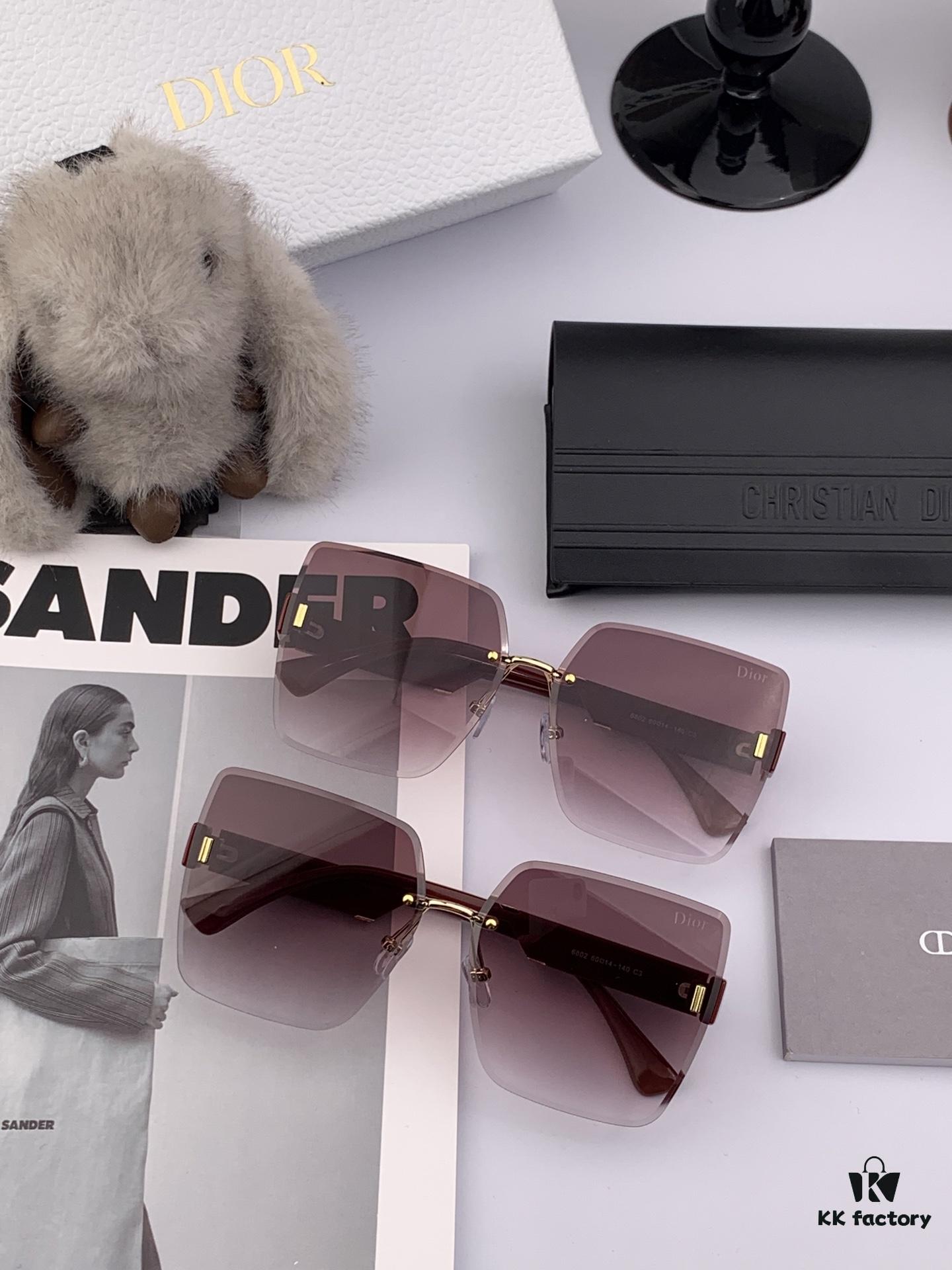 DIOR 2025 New Women's Square Sunglasses, Driving Sunglasses, New Lightweight Metal Rimless Sunglasses, Stylish and Elegant, Comfortable and Light