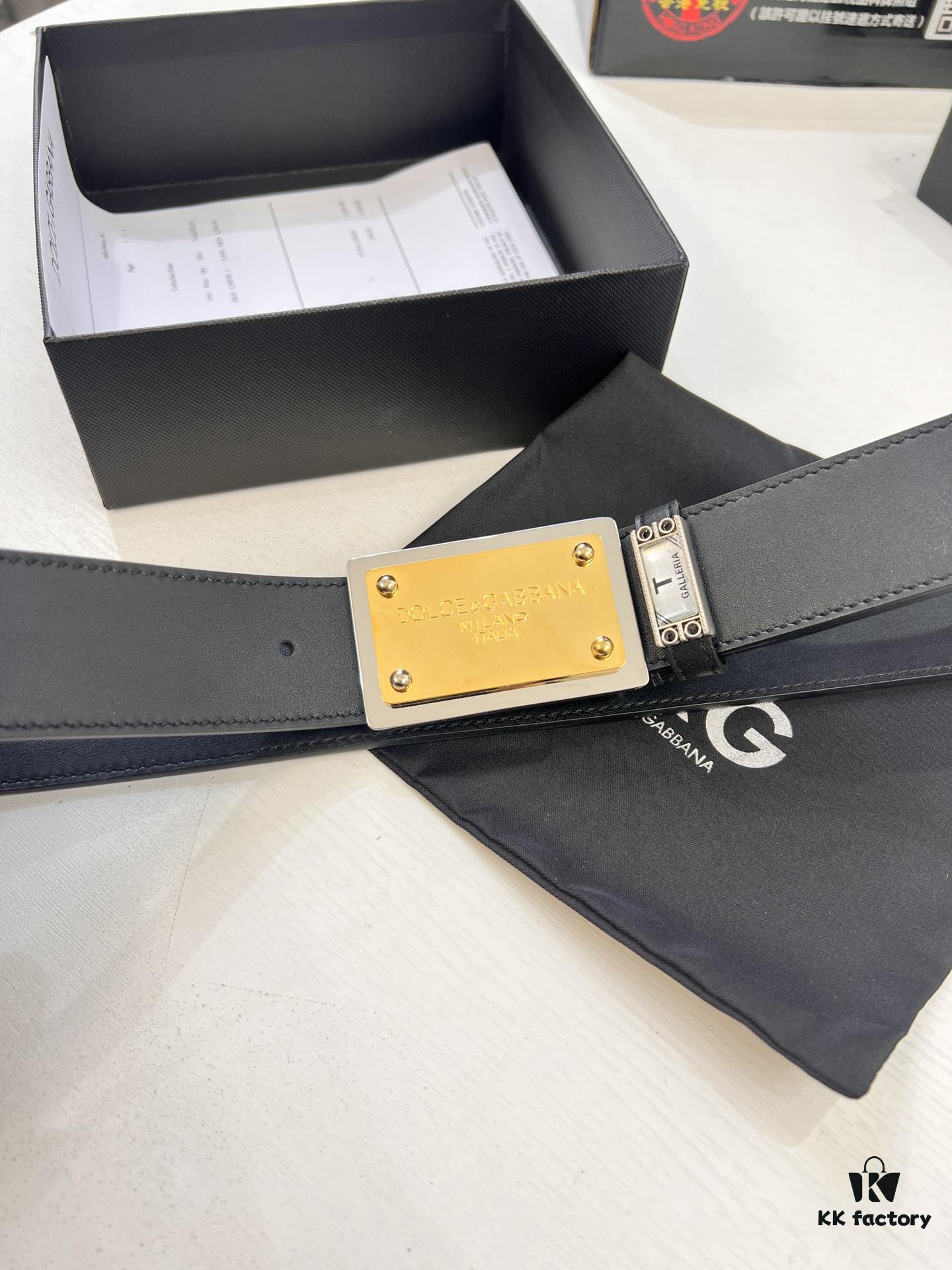 D&G Original Leather Belt - Hong Kong Duty-Free Gift Box (NXP Tag with Authentic Website Verification, Genuine Anti-Counterfeit Chip)