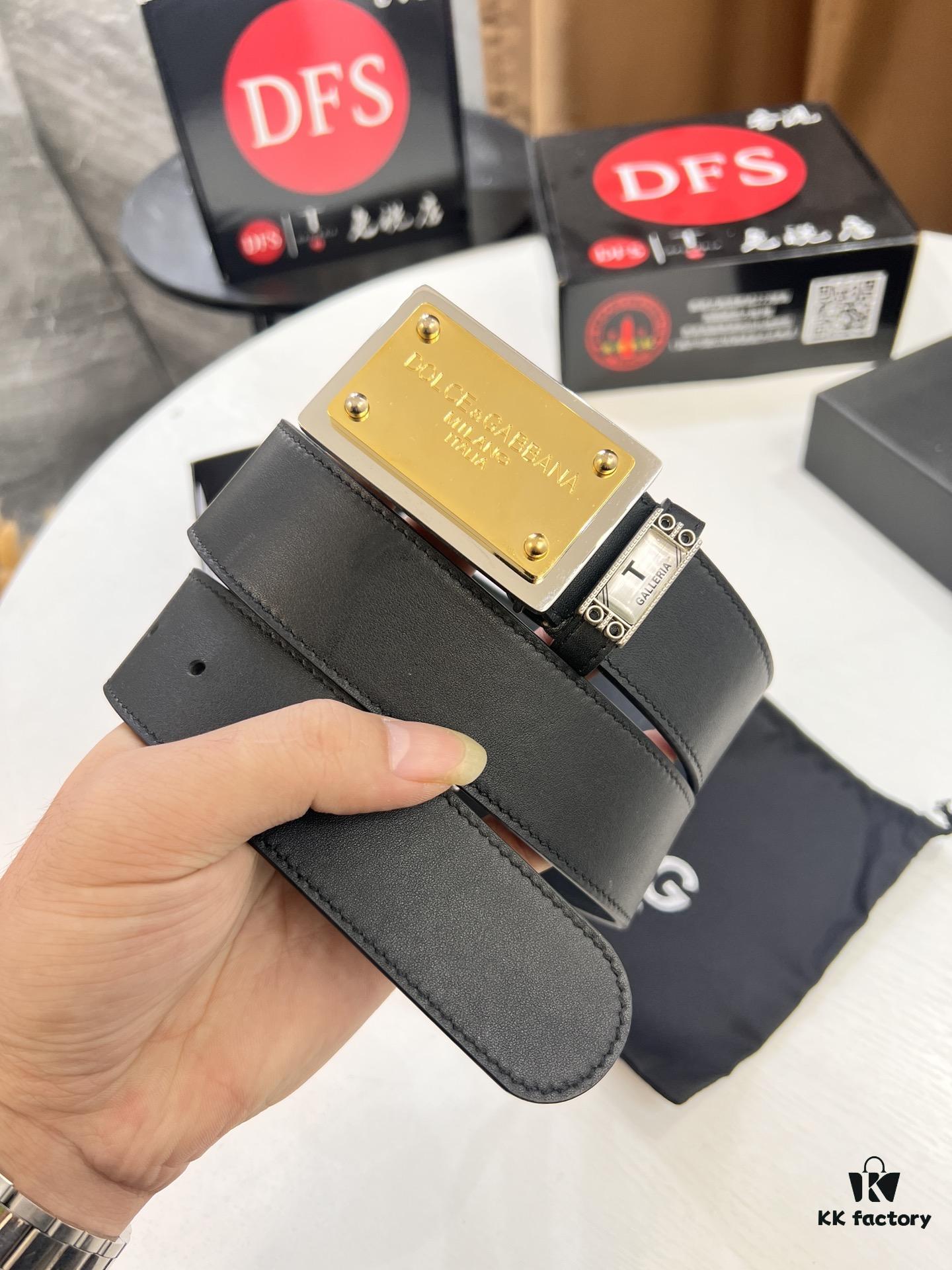 D&G Original Leather Belt - Hong Kong Duty-Free Gift Box (NXP Tag with Authentic Website Verification, Genuine Anti-Counterfeit Chip)
