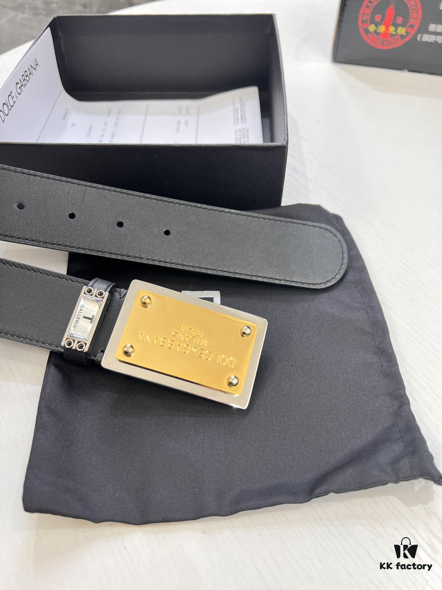 D&G Original Leather Belt - Hong Kong Duty-Free Gift Box (NXP Tag with Authentic Website Verification, Genuine Anti-Counterfeit Chip)