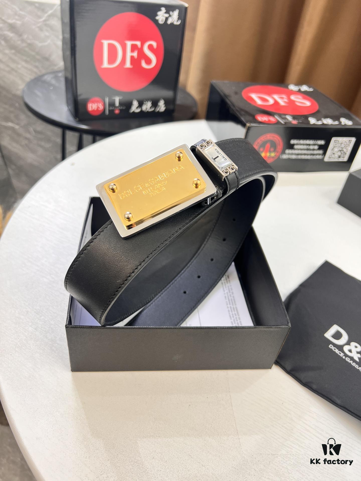 D&G Original Leather Belt - Hong Kong Duty-Free Gift Box (NXP Tag with Authentic Website Verification, Genuine Anti-Counterfeit Chip)