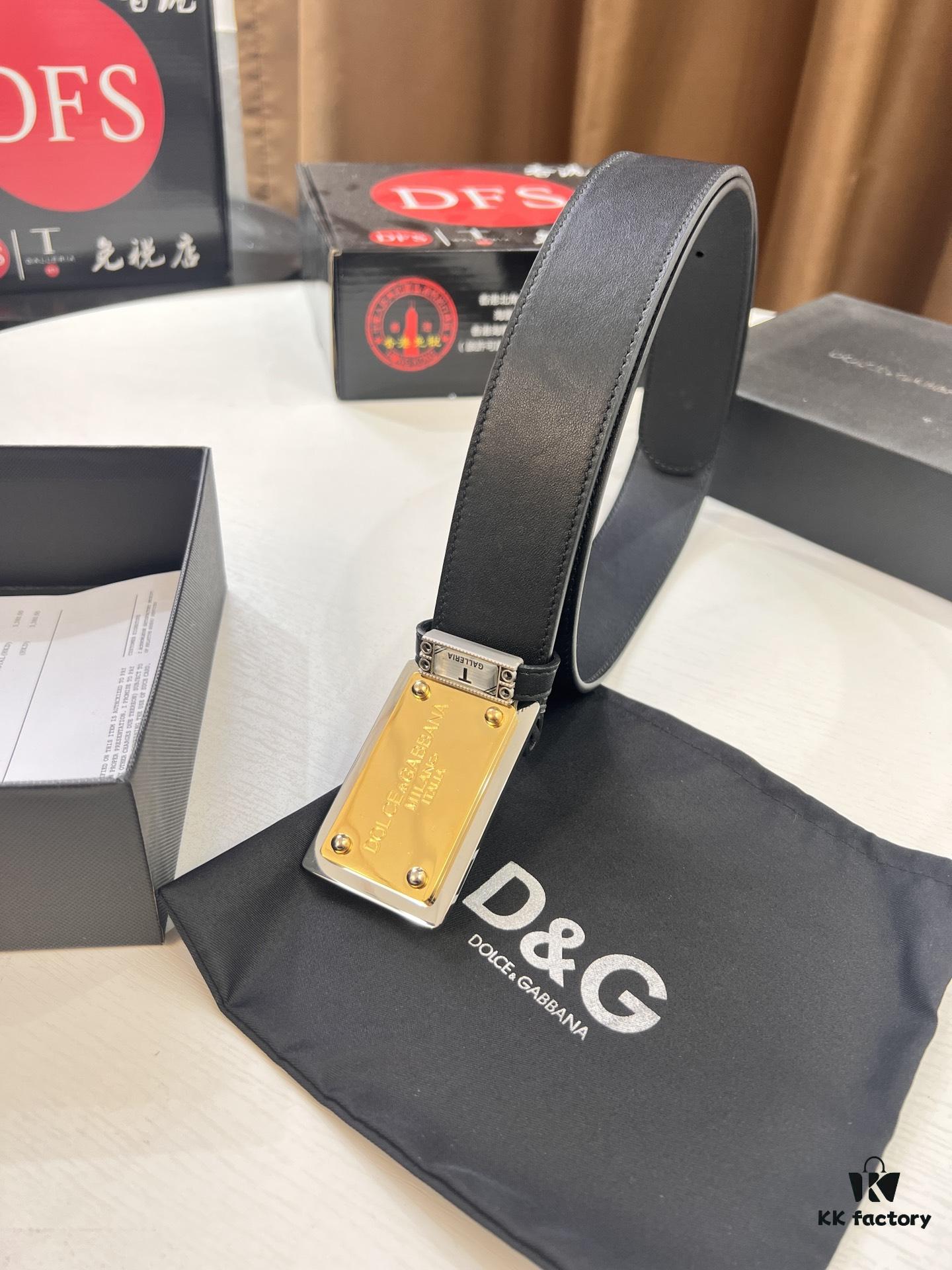 D&G Original Leather Belt - Hong Kong Duty-Free Gift Box (NXP Tag with Authentic Website Verification, Genuine Anti-Counterfeit Chip)