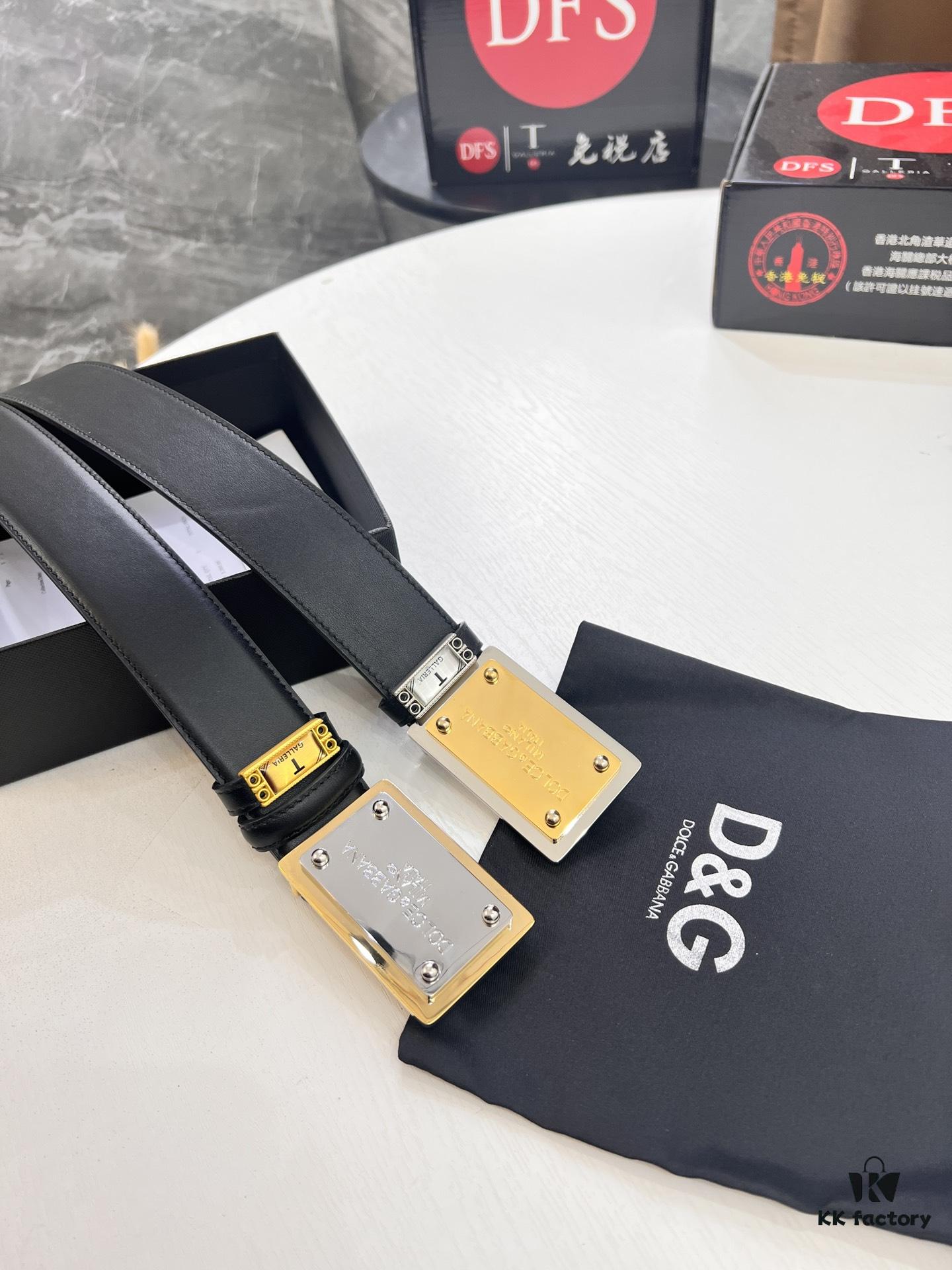D&G Original Leather Belt - Hong Kong Duty-Free Gift Box (NXP Tag with Authentic Website Verification, Genuine Anti-Counterfeit Chip)