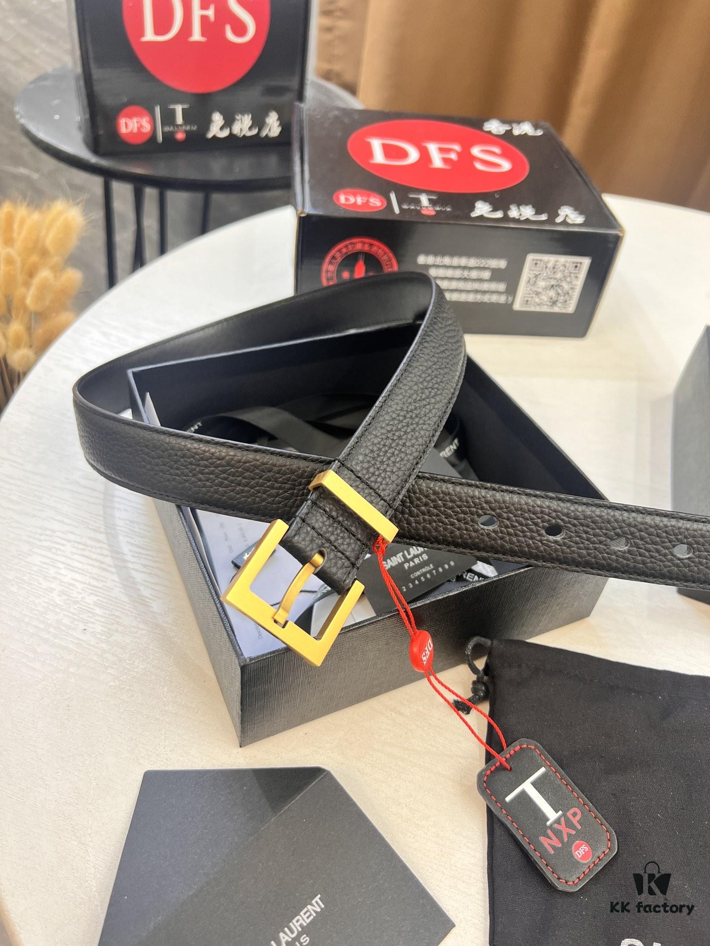 Top Women's Leather Belt, Hong Kong Duty-Free Gift Box (NXP Tag with Online Verification, Authentic Anti-Counterfeit Chip)